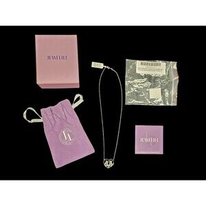 New Jewelili Sterling Silver Necklace Black And White Diamonds Owl Family